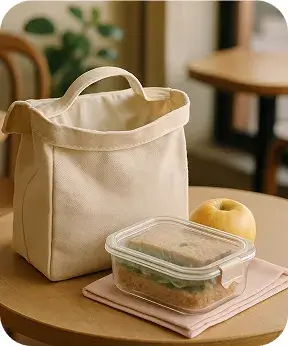 eco lunch bag in light beige